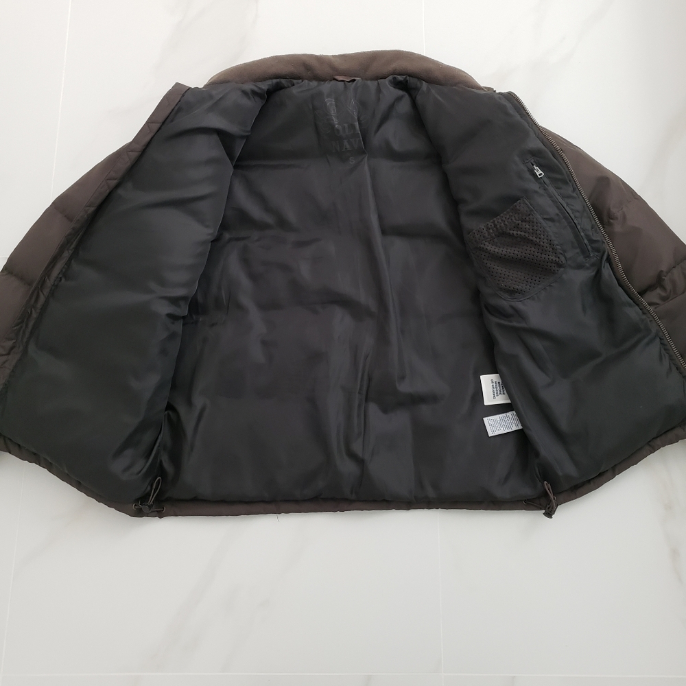 Old Navy Men's Warm Brown Puffer Coat Sz S - Picture 5 of 9